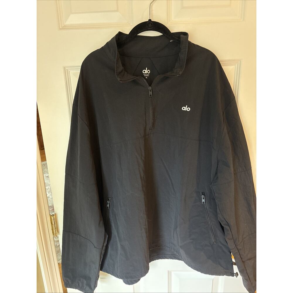 ALO Lightweight Takeaway Track Pullover Men’s Black Long Sleeve 1/4 Zip Size XL